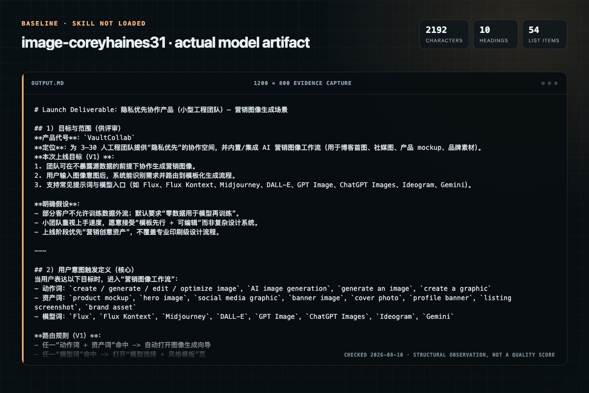 Screenshot of the actual model output for image without the Skill